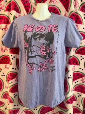 💜 Black Matter Cotton Graphic Tee with Cherry Blossom